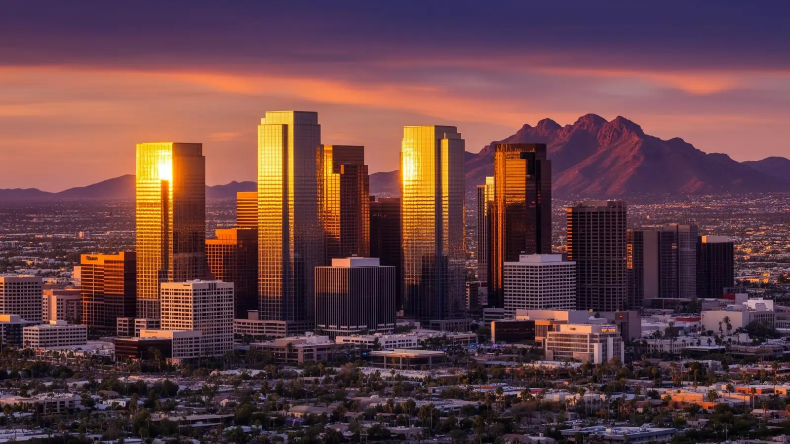 Downtown Phoenix skyline at dusk