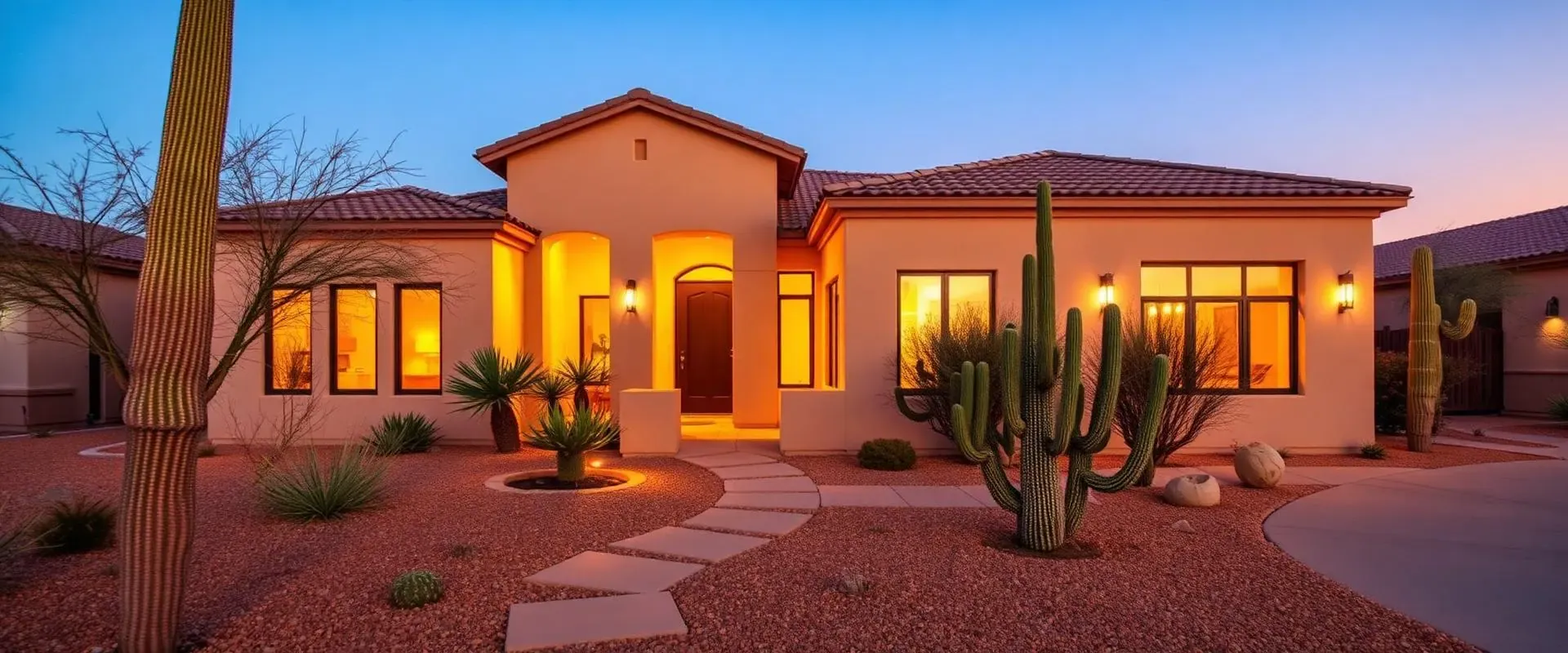 Beautiful Arizona stucco home with desert landscaping